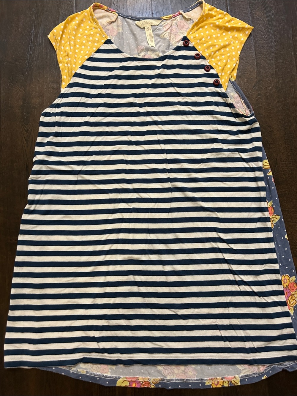 Matilda Jane Navy, White & Yellow Mixed-Print Short Sleeve Tee